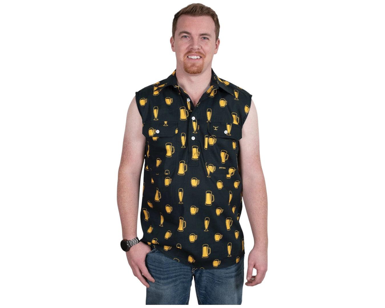 Just Country Mens Logan Sleeveless Half-Button Shirt