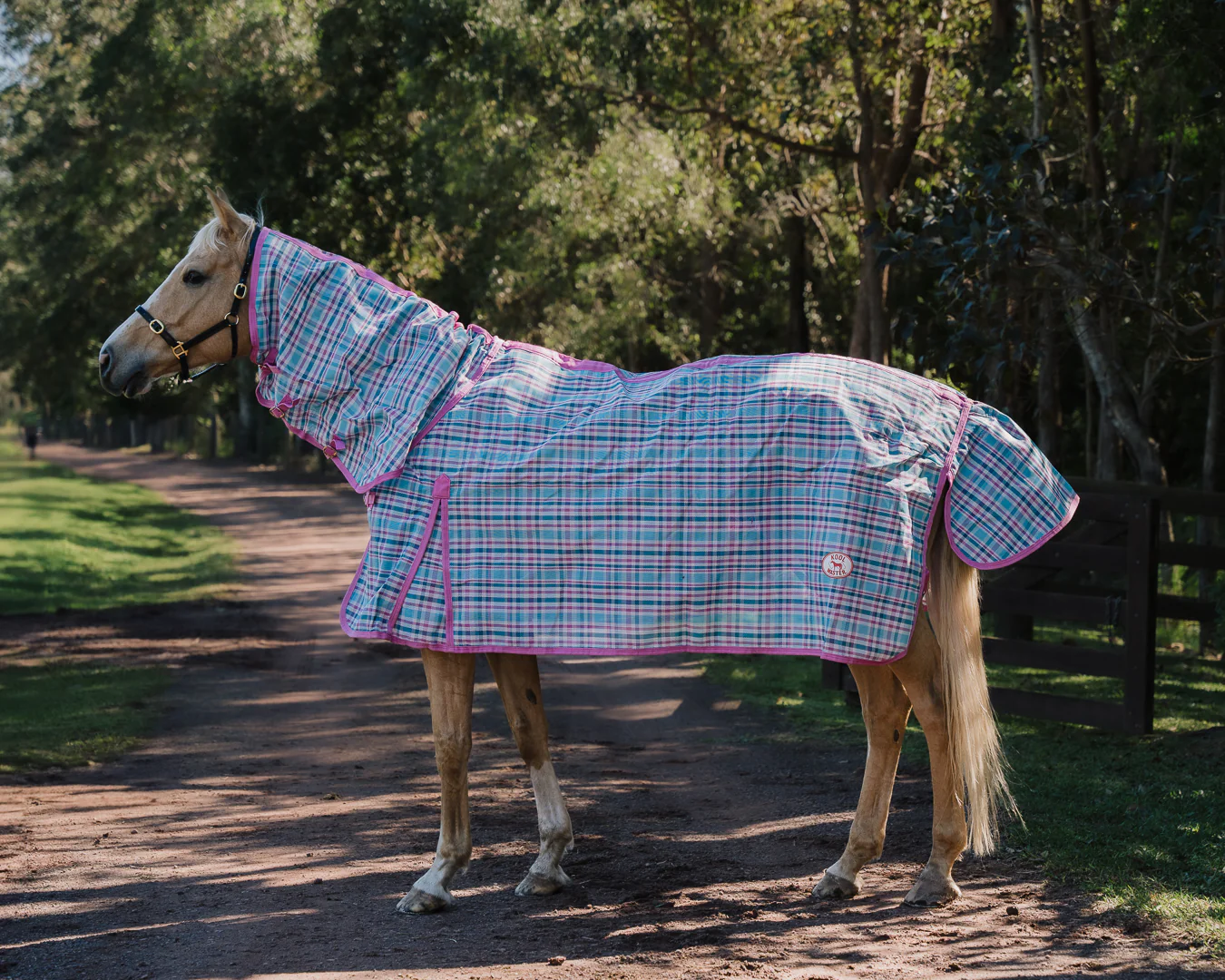 Kool Master PVC Shade Mesh Horse Rug Combo - Ice Blue/Pink