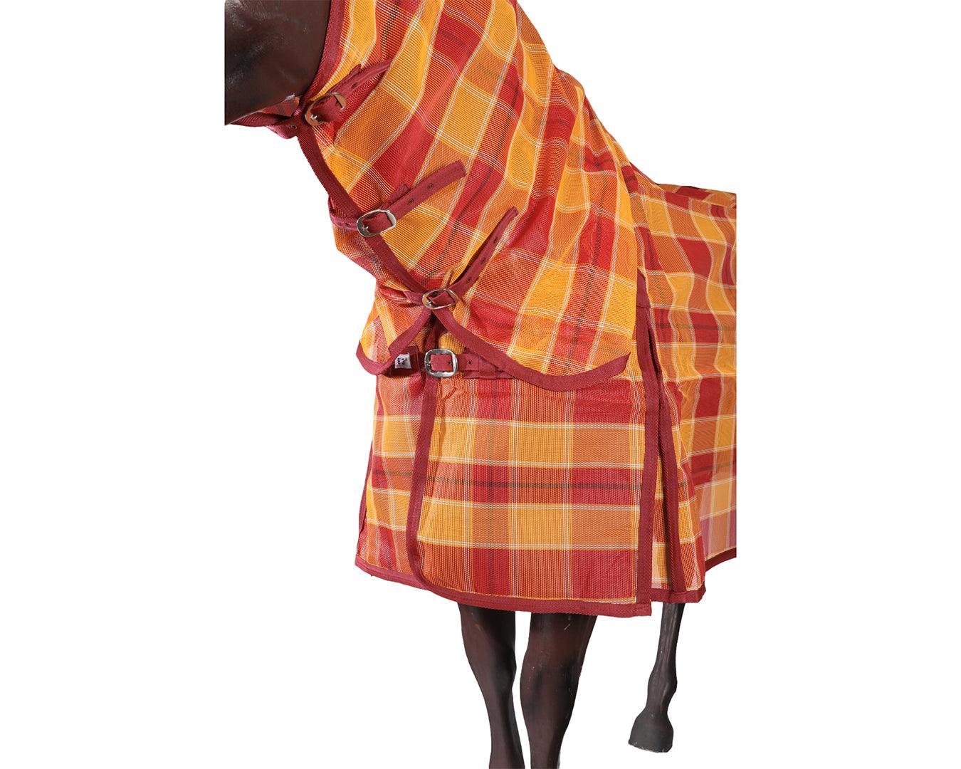 Kool Master PVC Shade Mesh Horse Rug Combo - Red/Amber - Image 5