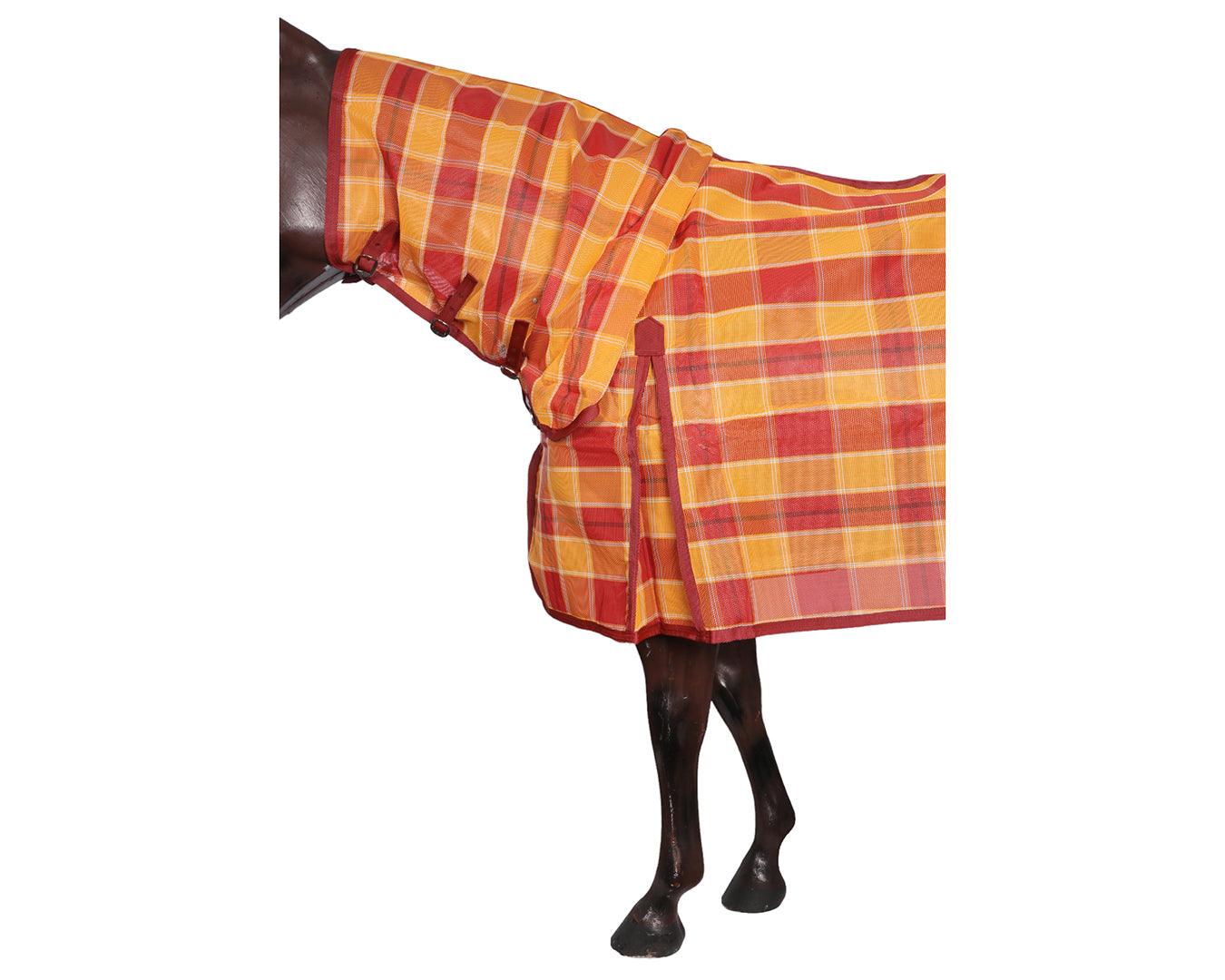 Kool Master PVC Shade Mesh Horse Rug Combo - Red/Amber - Image 6