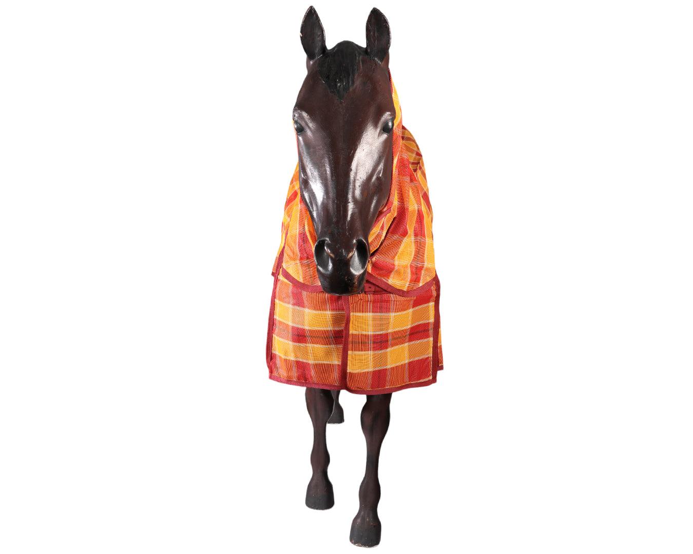 Kool Master PVC Shade Mesh Horse Rug Combo - Red/Amber - Image 7