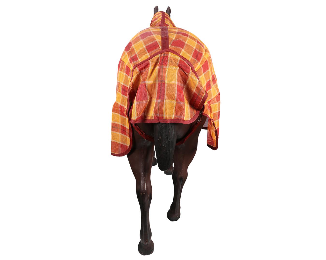 Kool Master PVC Shade Mesh Horse Rug Combo - Red/Amber - Image 8