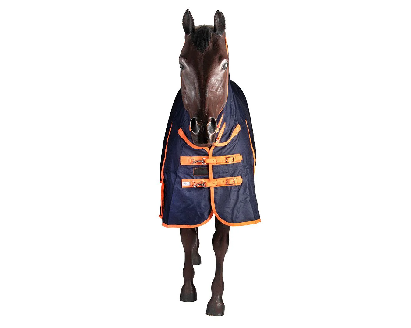 Kozy 1200D Rainsheet Horse Rug Combo - Navy & Orange - Image 6