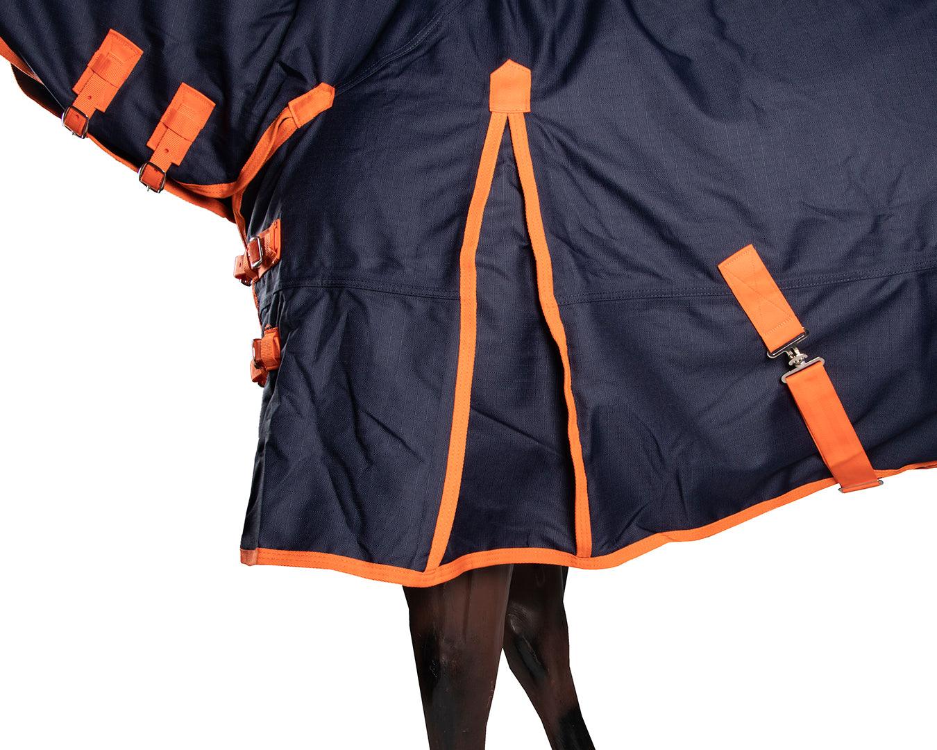 Kozy 1200D Rainsheet Horse Rug Combo - Navy & Orange - Image 9
