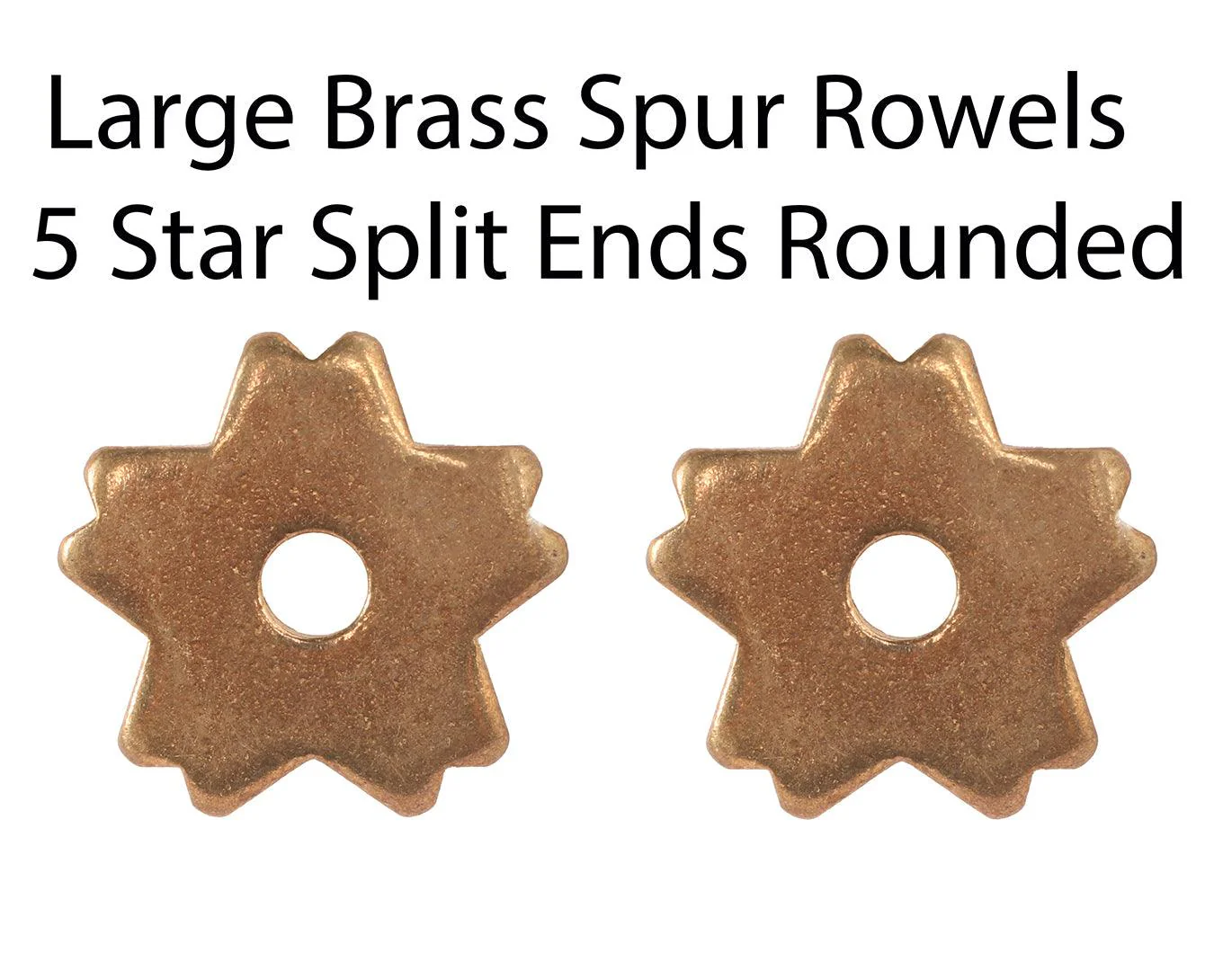 Large Brass Spur Rowels | 5 Star Split Ends Rounded - Image 2
