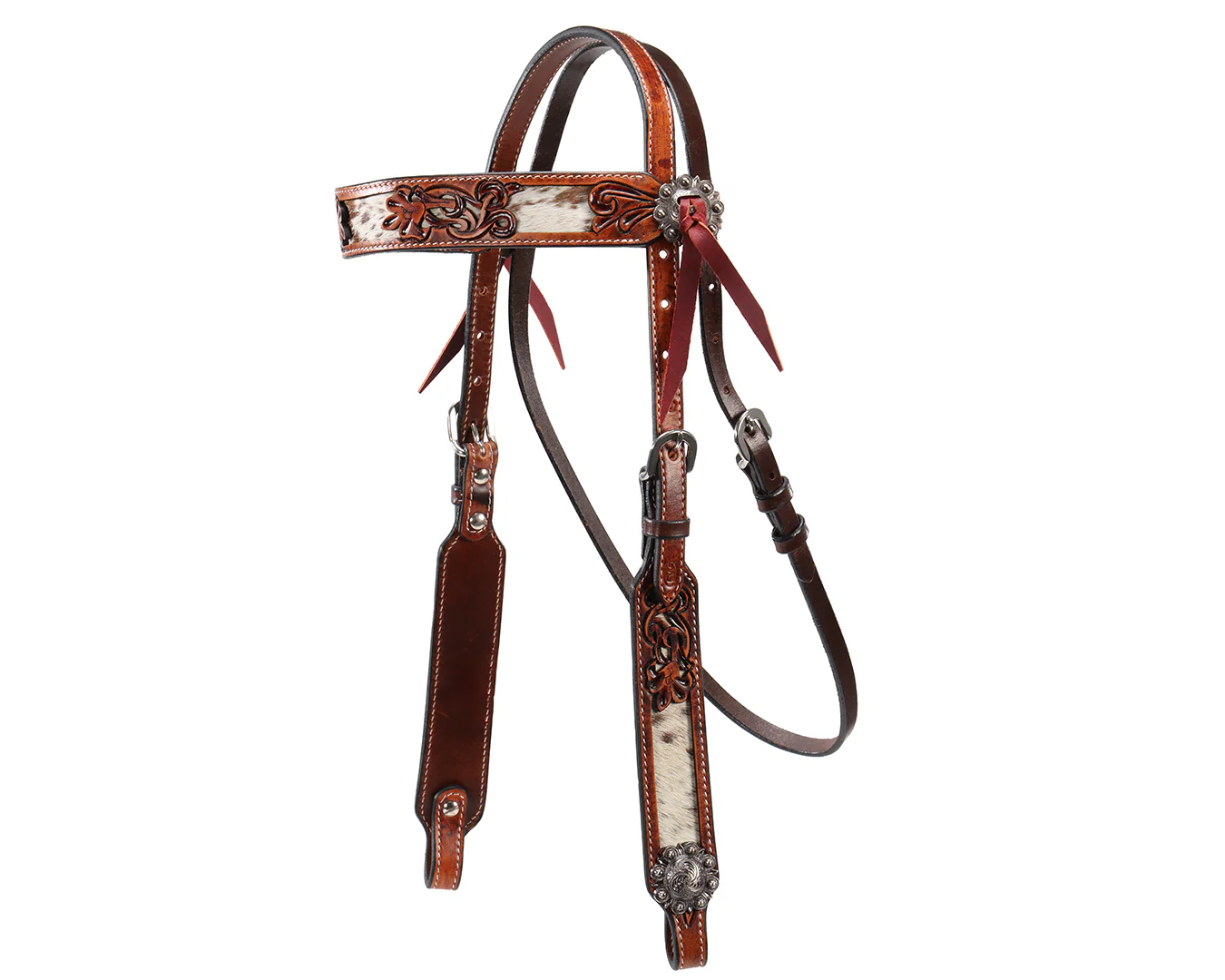 Fort Worth Longhorn Headstall- Cowhide Inlay