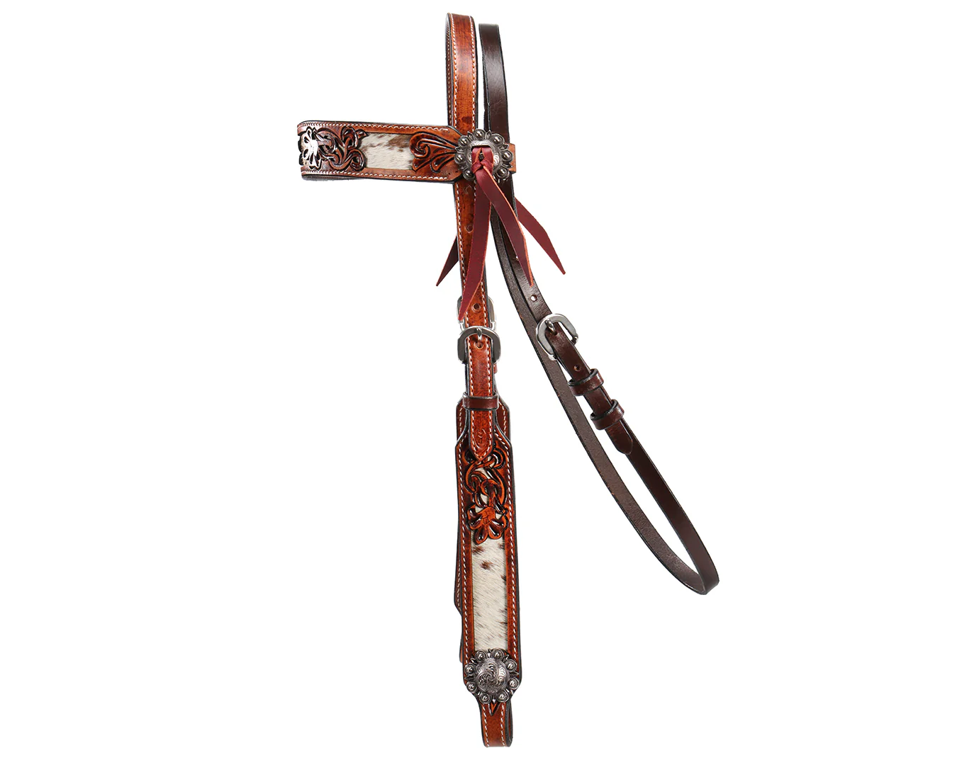 Fort Worth Longhorn Headstall- Cowhide Inlay - Image 5