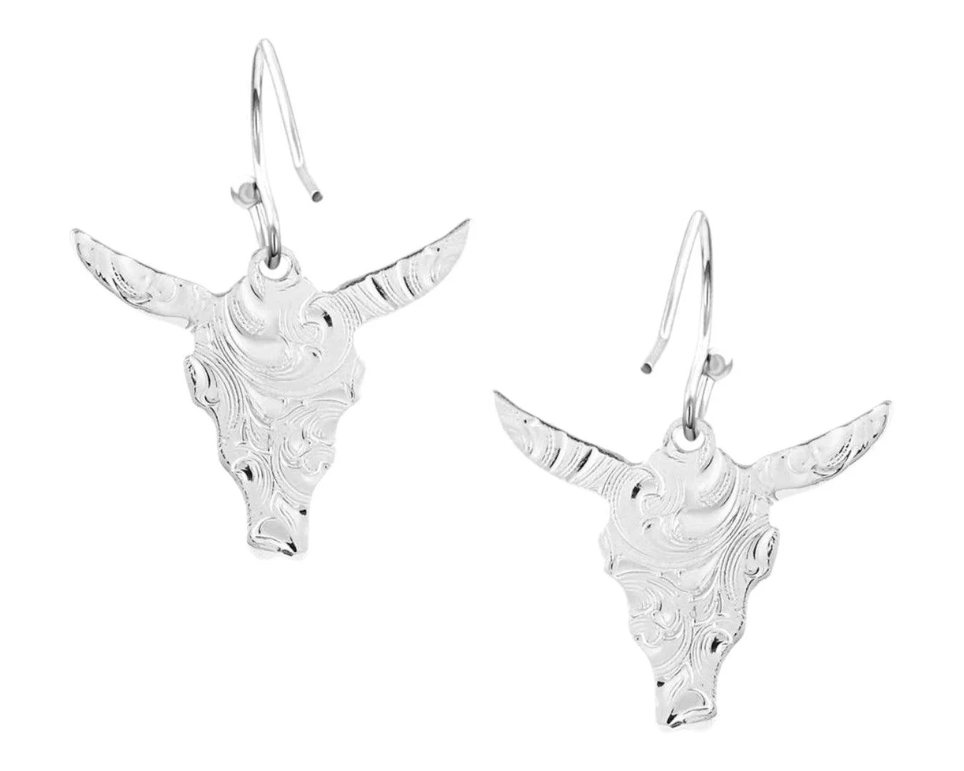 Montana Silversmiths Chiseled Steer Head Earrings - Image 3