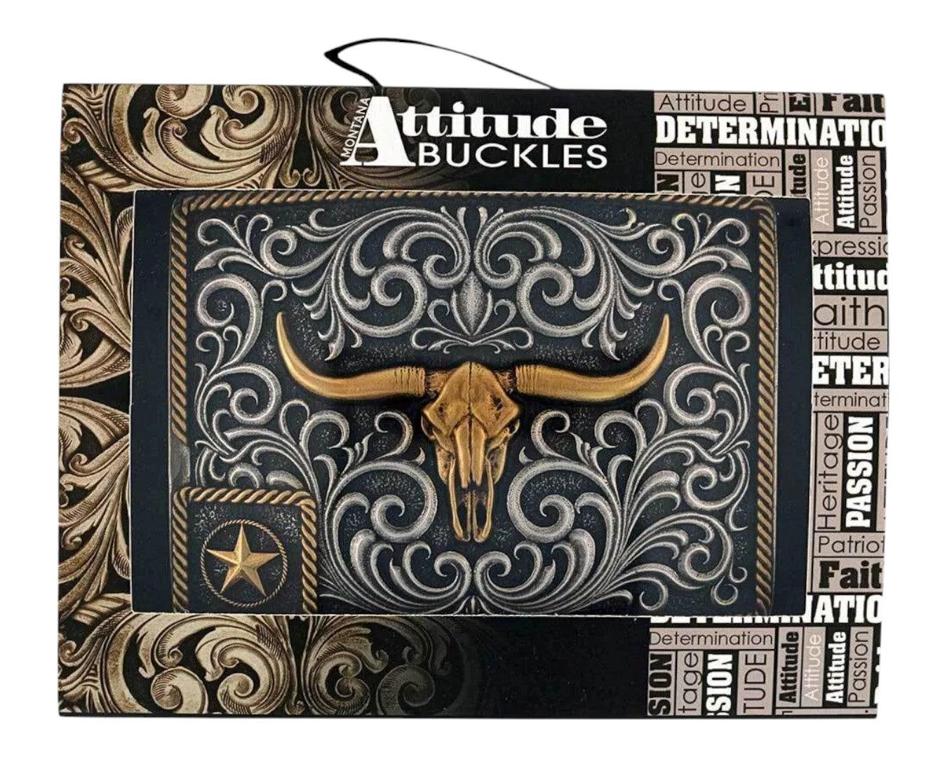 Montana Silversmiths Lonestar Longhorn Attitude Belt Buckle - Image 4
