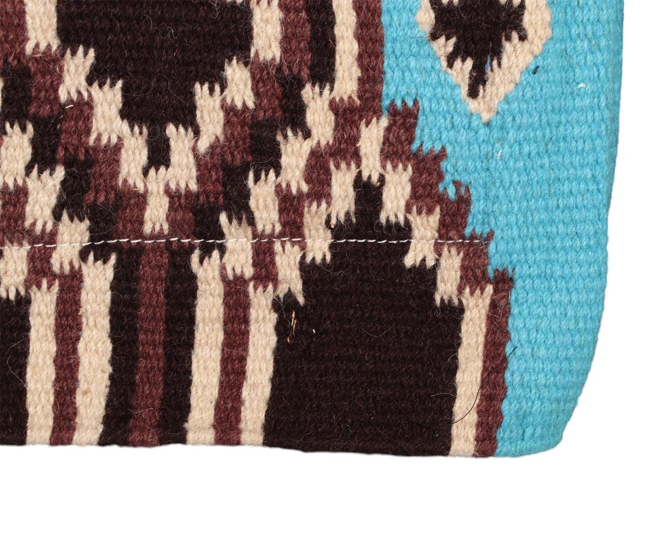 Navajo Felt Lined Saddle Pad - Chocolate & Turquoise 34" x 36" - Image 4
