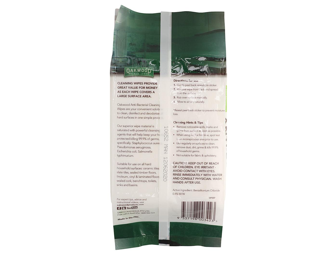 Oakwood Anti-Bacterial Wipes - 50 Pack - Image 2