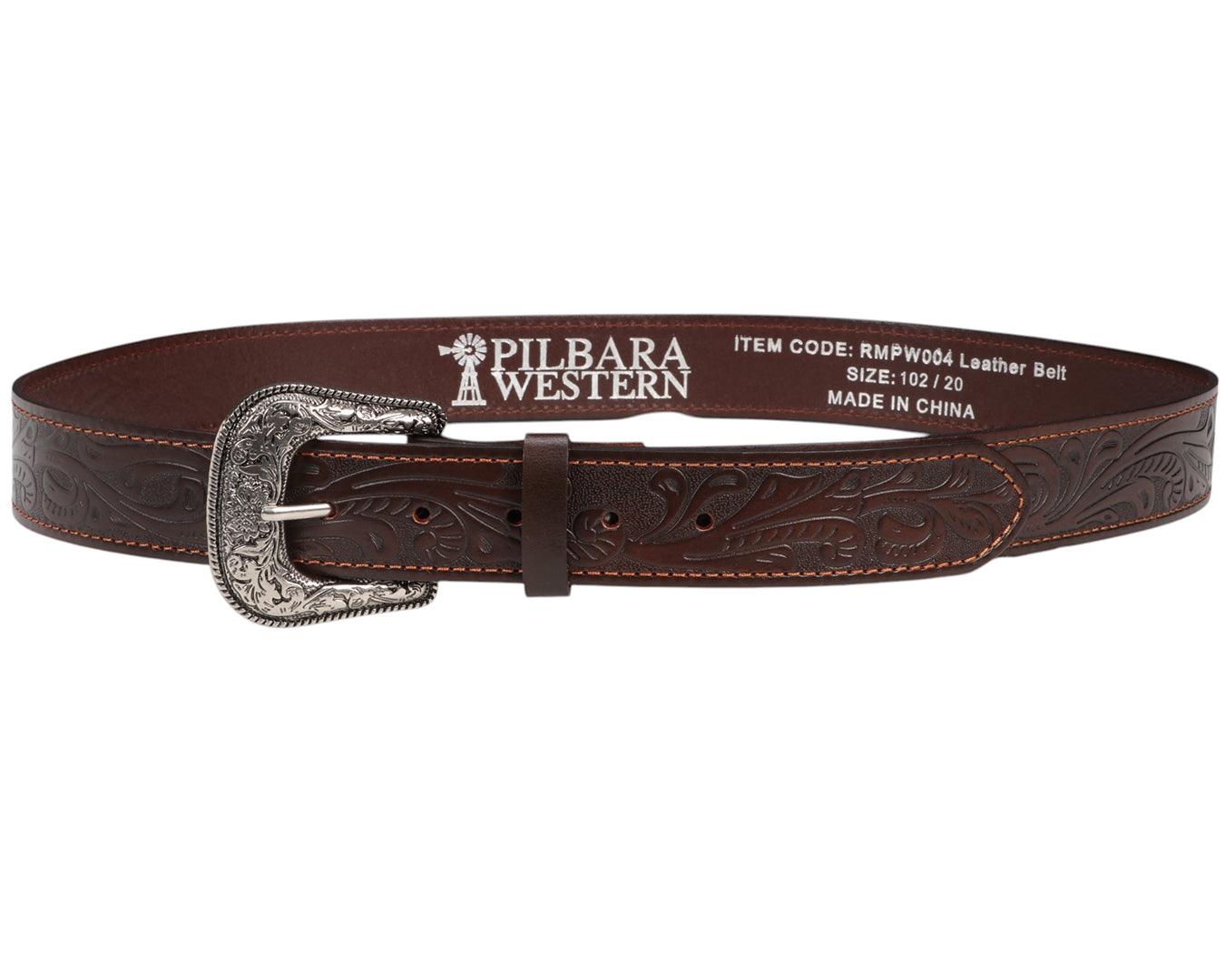 Pilbara Western Dress Buckle Tooled Leather Belt - Image 2