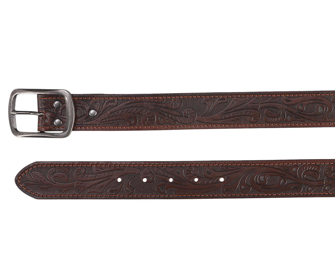 Pilbara Western Oval Buckle Tooled Leather Belt - Image 3