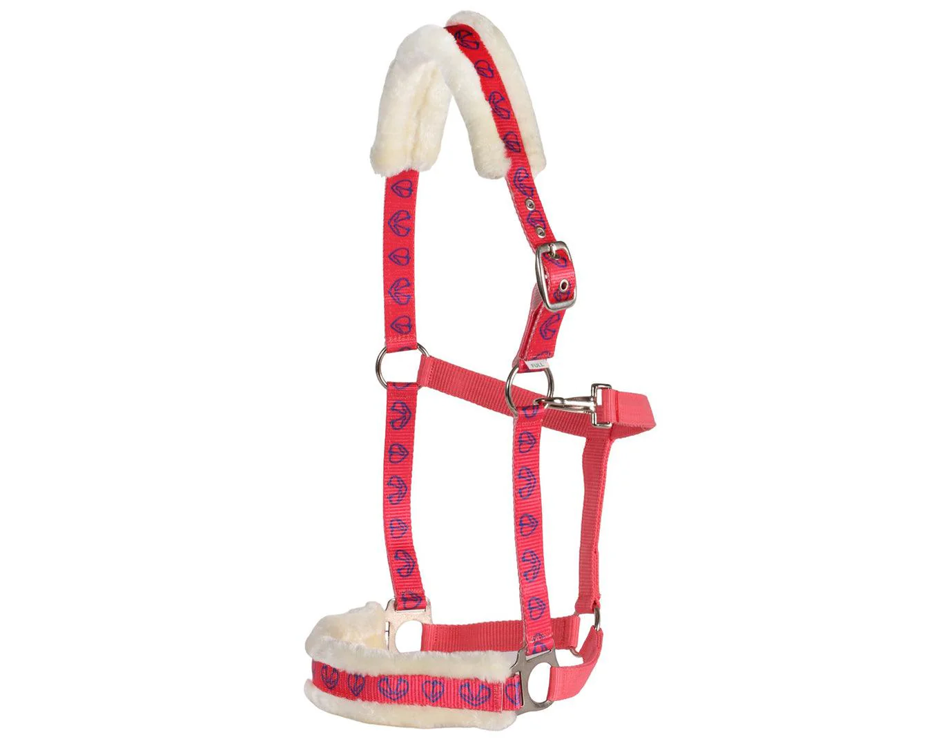 Rancher Fleece Halter - Strawberry Red Hearts Pattern - Image 4