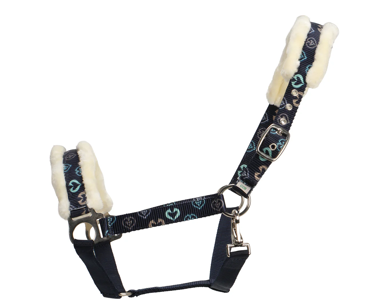Rancher Fleece Halter - Navy Horse & Hearts Pattern - Image 2