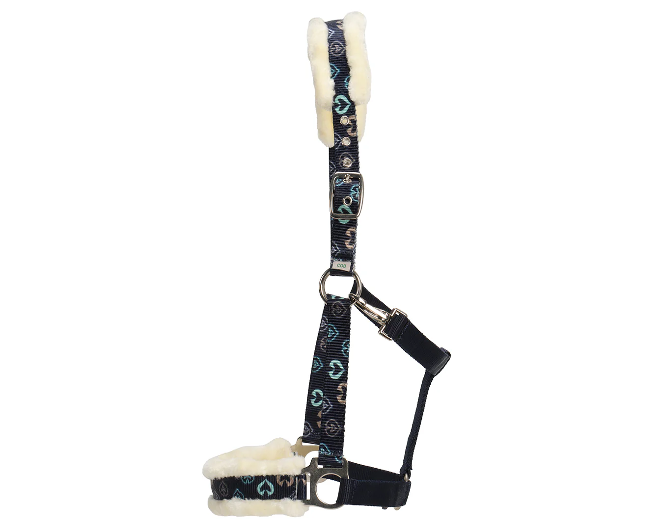 Rancher Fleece Halter - Navy Horse & Hearts Pattern - Image 3
