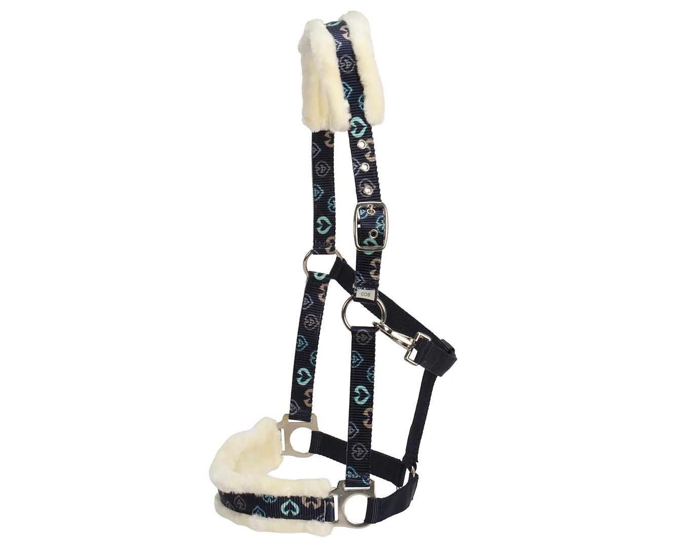 Rancher Fleece Halter - Navy Horse & Hearts Pattern - Image 4