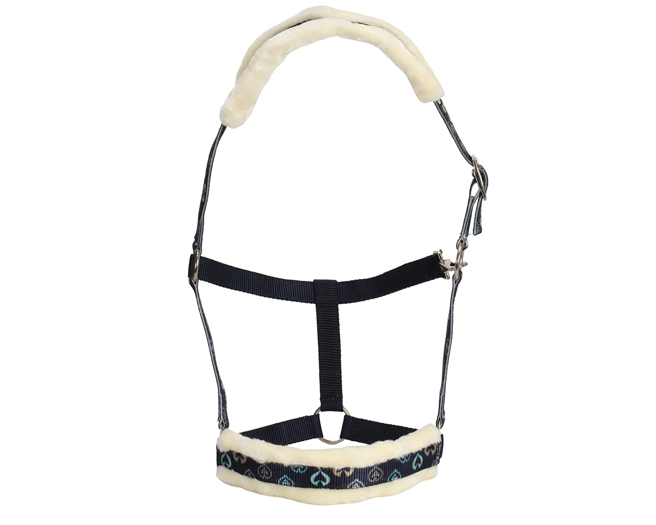 Rancher Fleece Halter - Navy Horse & Hearts Pattern - Image 5