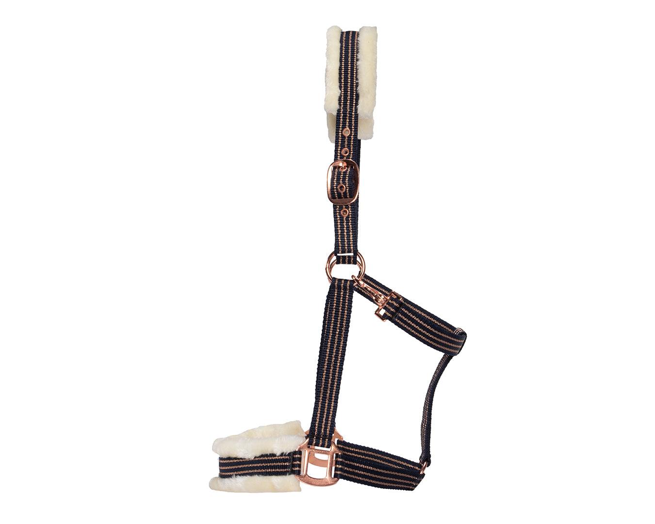Rancher Fleece Padded Halter - Navy & Gold - Image 2
