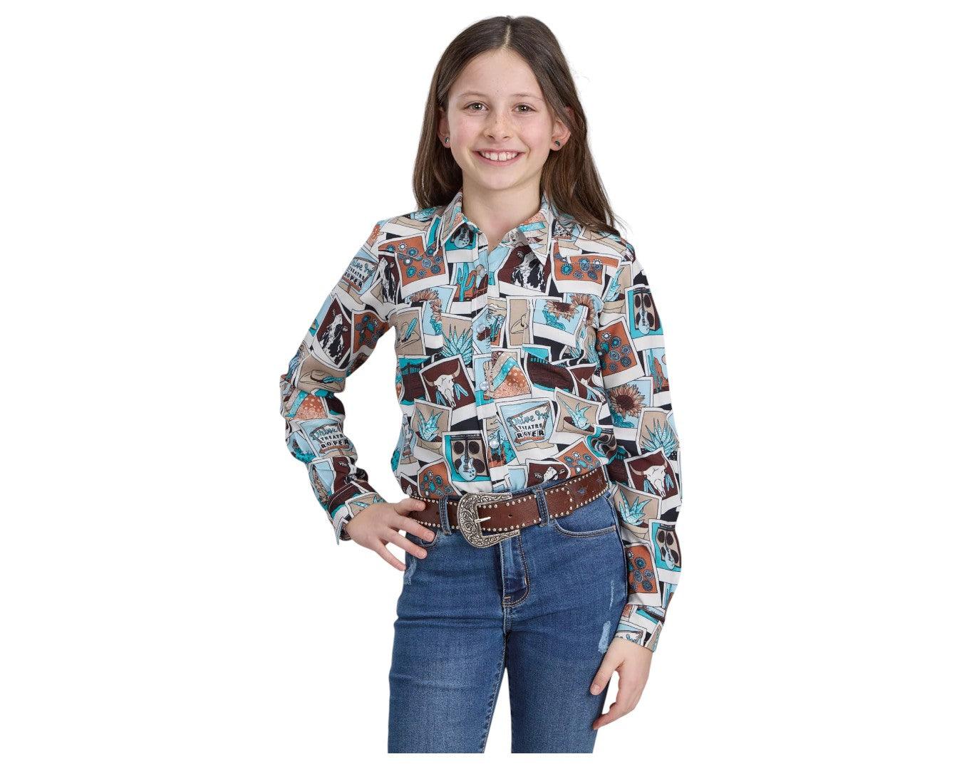 Roper Girls's "Photo Collage" Rayon Printed Shirt