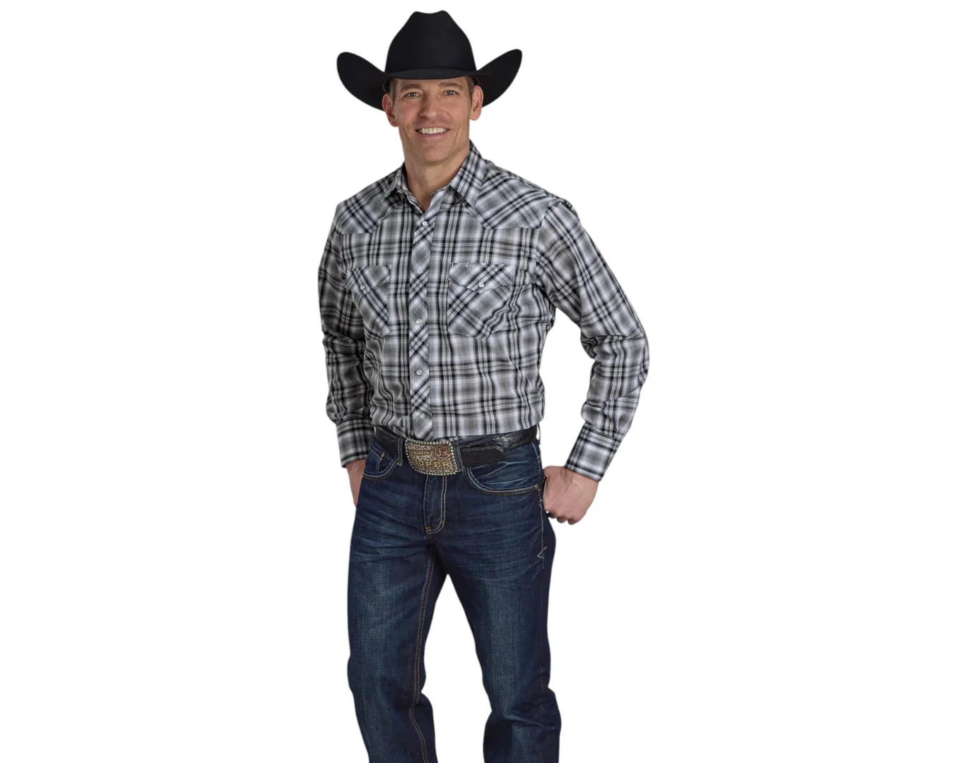 Roper Karman Men's Classic Plaid Shirt - Grey - Image 2