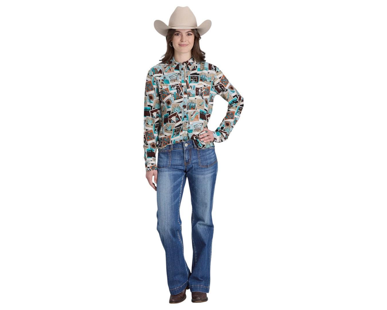 Roper Women's "Photo Collage" Rayon Printed Shirt - Image 3