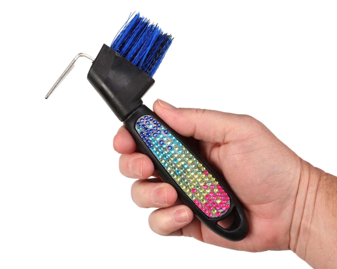 Showmaster Hoof Pick/Brush with Rainbow Crystal Decoration - Image 3