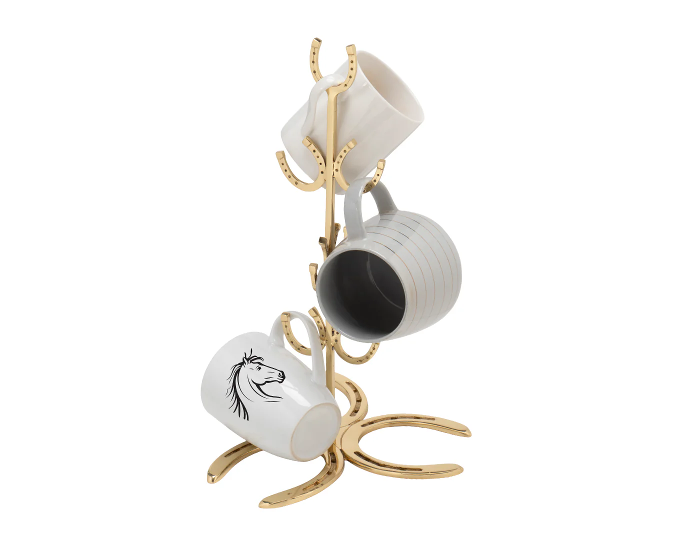 STC Horseshoe Lacquered Brass Coffee Mug Holder - Image 3