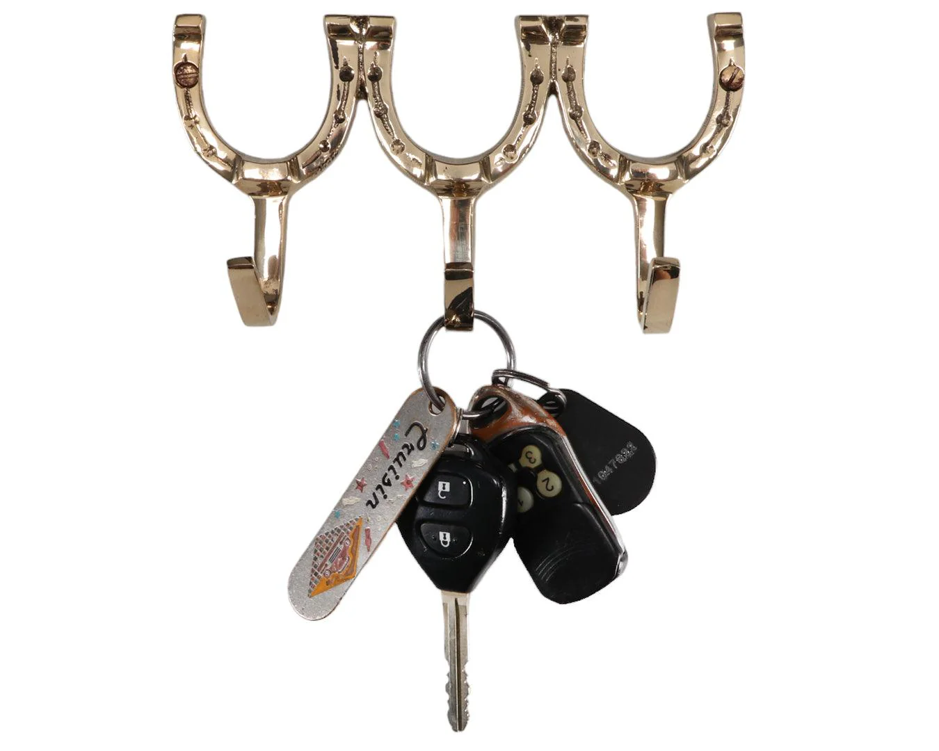 Three Horseshoes Brass Hook - Image 2