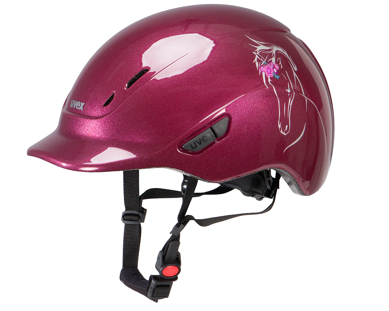Uvex Kidoxx Riding Helmet - Flower Shiny Burgundy