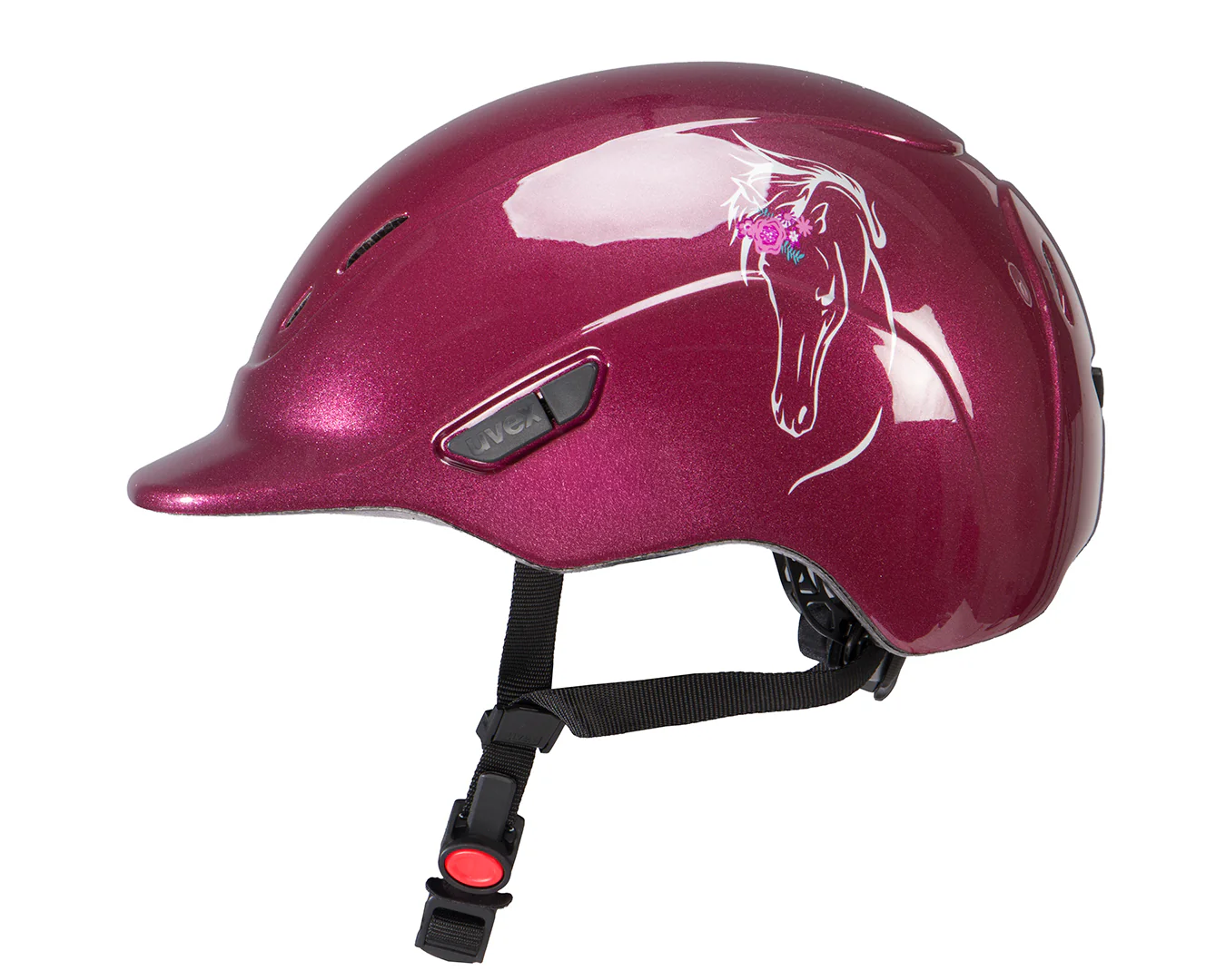 Uvex Kidoxx Riding Helmet - Flower Shiny Burgundy - Image 2