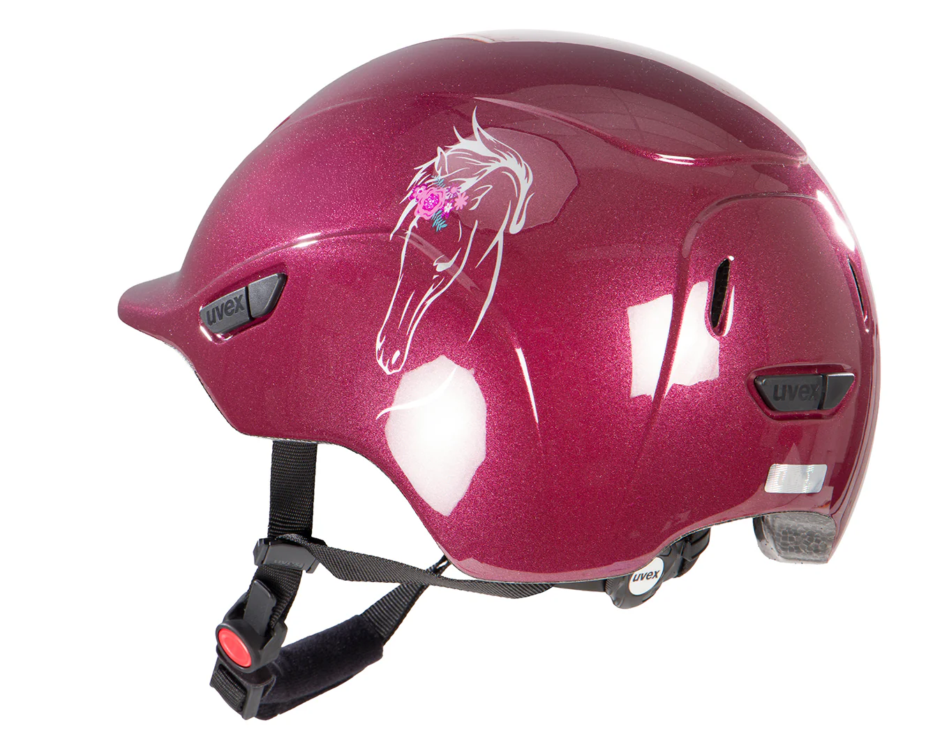 Uvex Kidoxx Riding Helmet - Flower Shiny Burgundy - Image 3