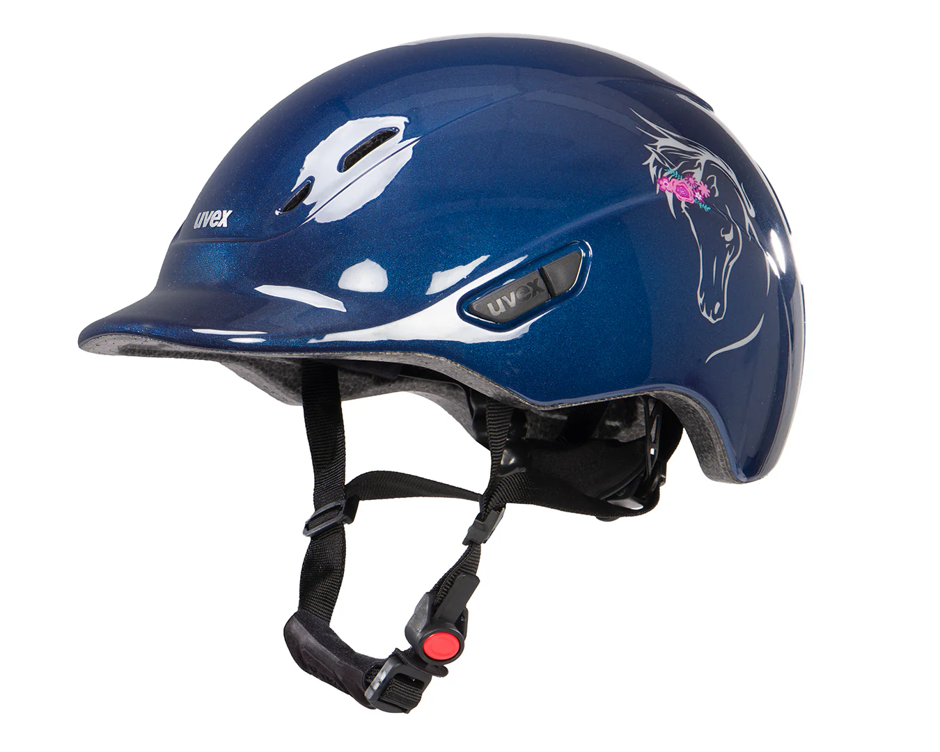 Uvex Kidoxx Riding Helmet - Flower Shiny Navy