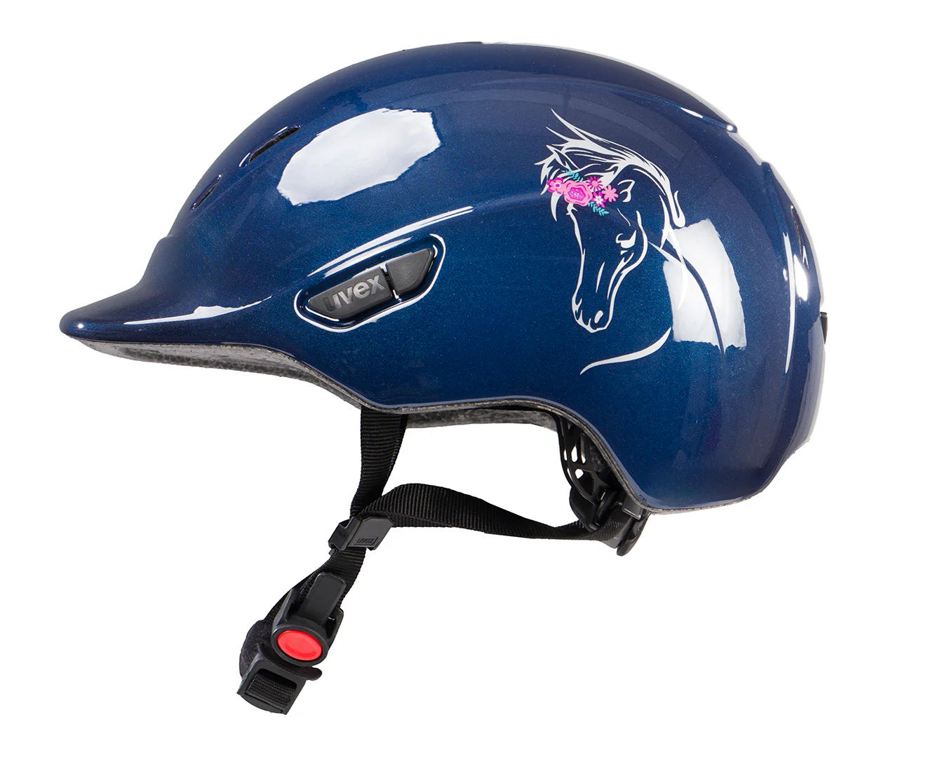 Uvex Kidoxx Riding Helmet - Flower Shiny Navy - Image 2