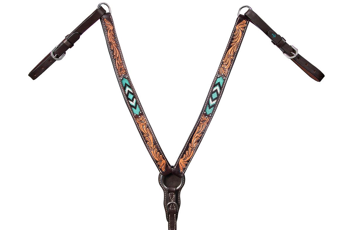 Weaver Cross Turquoise Beaded 1 1/4" Straight Breastcollar - Image 4