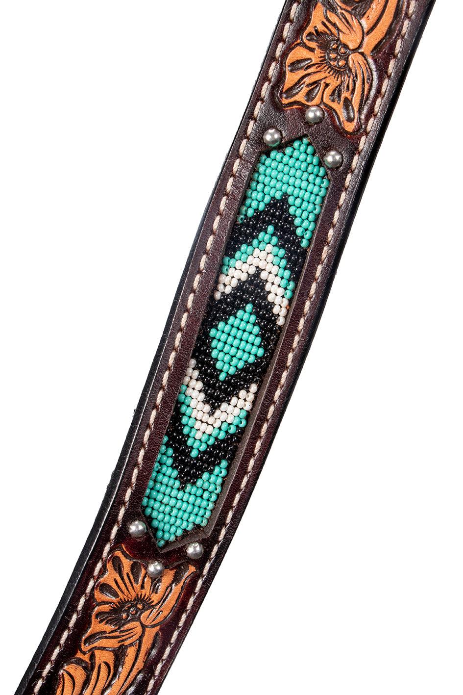Weaver Cross Turquoise Beaded 1 1/4" Straight Breastcollar - Image 6